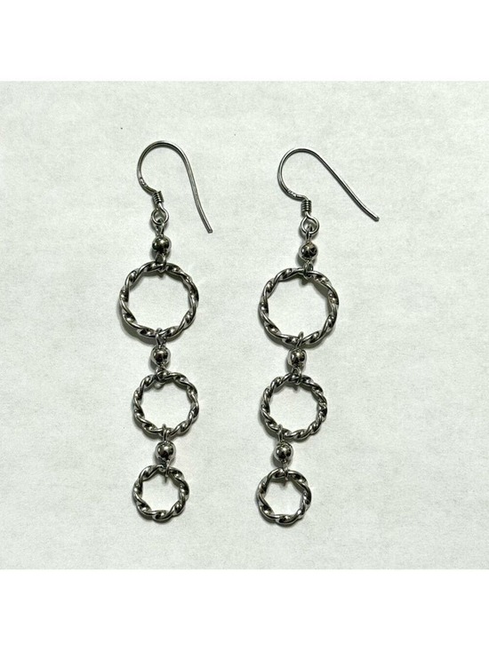 Unbranded Jewelry - Sterling Silver Twisted Circle Dangle Earrings Stamped 925